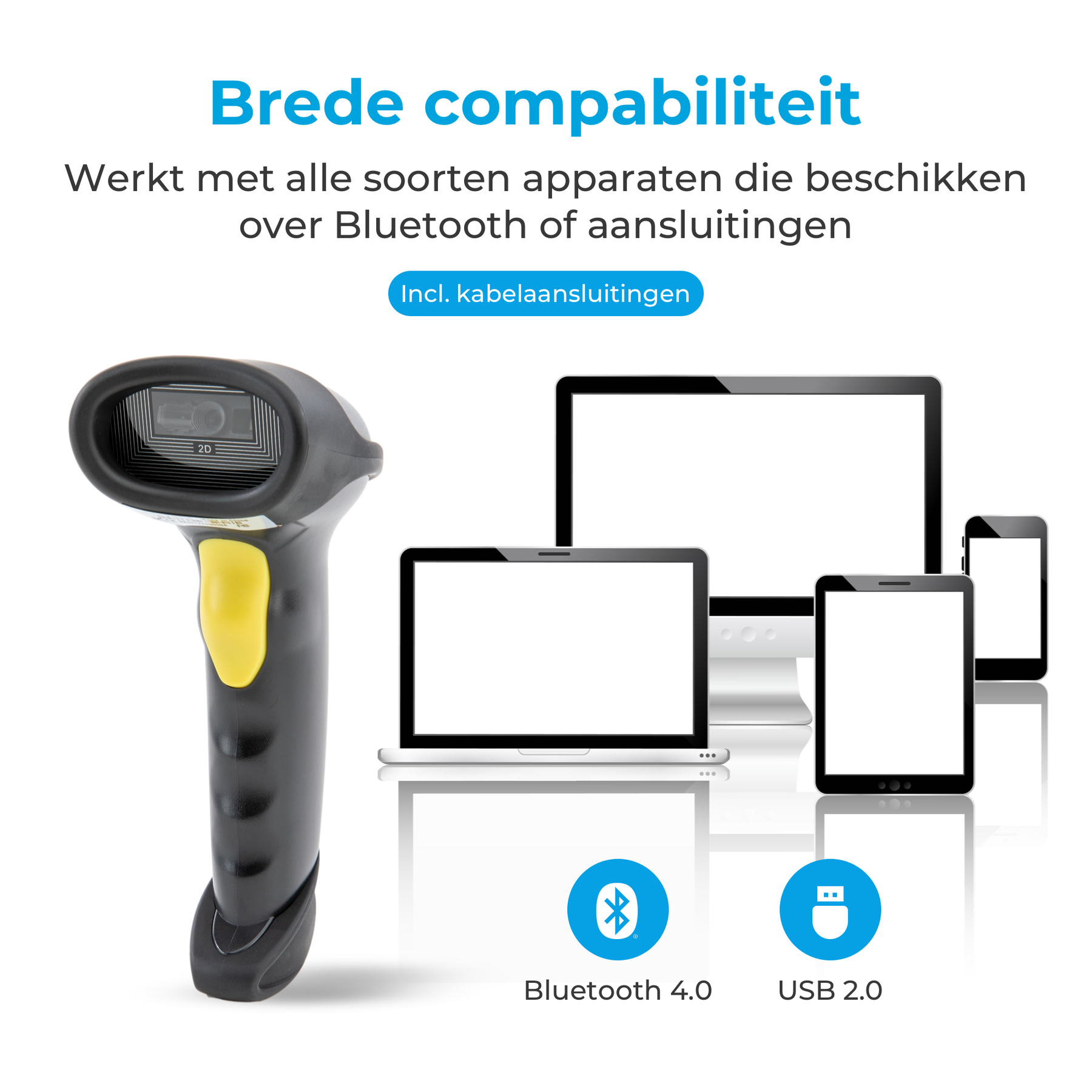 Detepo Barcode Scanner - Sans fil avec Bluetooth ou USB - Scanner